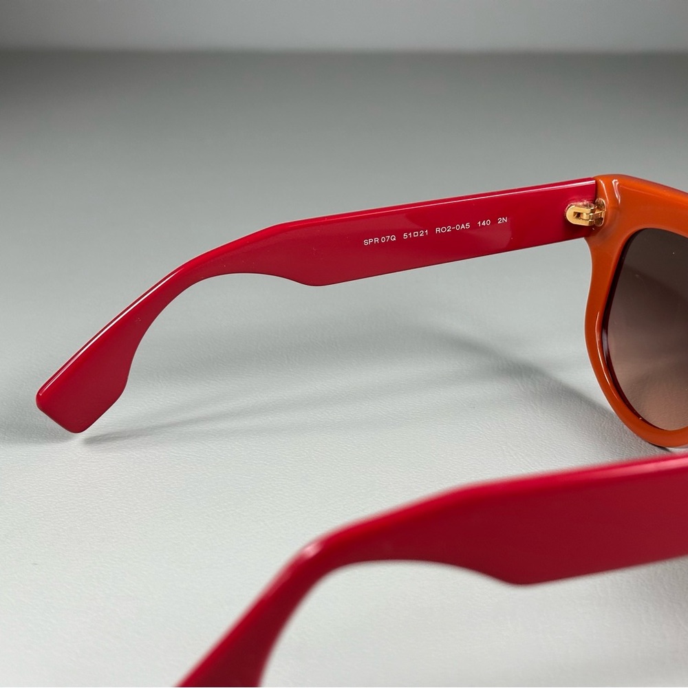 Prada SPR 07Q Oversized Cat Eye Red / Orange Sunglasses - Picture 4 of 8